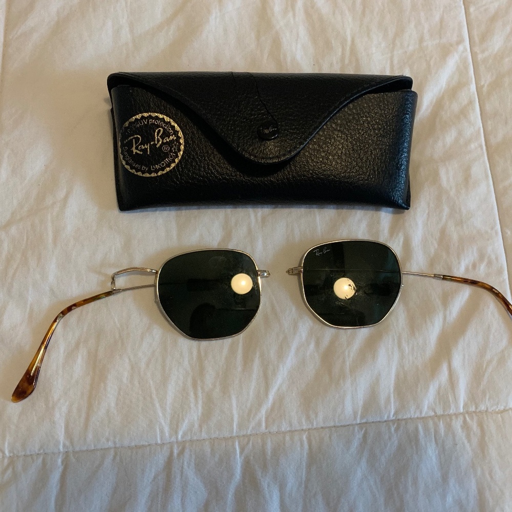 BROKEN Hexagonal Ray-Bans with Slightly Ripped Case